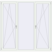 Tilt-and-Turn 2050x2000 mm KORSA BRILLANT DESIGN RAL 9016 Traffic white two-sided