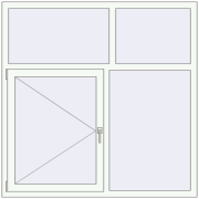 Tilt-and-Turn 1500x1500 mm KORSA ALU STANDARD 72 RAL 9016 Traffic white two-sided