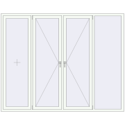 Tilt-and-Turn 2500x2000 mm KORSA ENERGY-SAVING REHAU SYNEGO MD RAL 9016 Traffic white two-sided