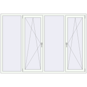 Tilt-and-Turn 2300x1600 mm KORSA OPTIMUM REHAU EURO 70 RAL 9016 Traffic white two-sided