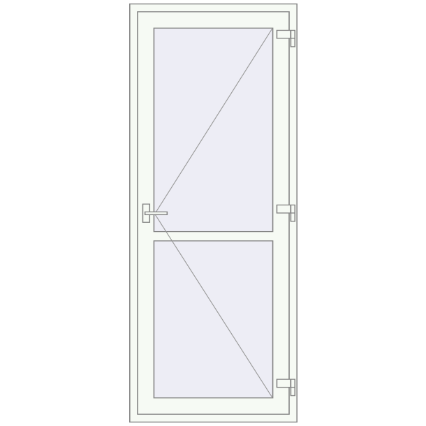 Jednoskrzydłowe i dwuskrzydłowe drzwi szklane 900x2250 mm ENERGY-SAVING (REHAU SYNEGO Т126) opens to the outside