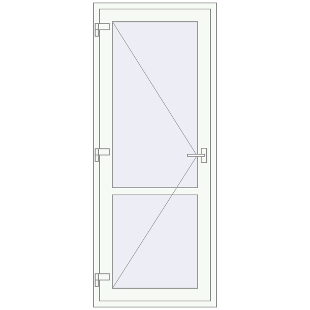 Jednoskrzydłowe i dwuskrzydłowe drzwi szklane 850x2100 mm ABSOLUTE (REHAU GENEO Z 97) opens  inside