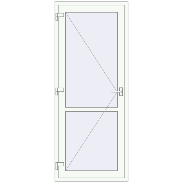 Jednoskrzydłowe i dwuskrzydłowe drzwi szklane 900x2200 mm ENERGY-SAVING (REHAU SYNEGO Т126) opens to the outside