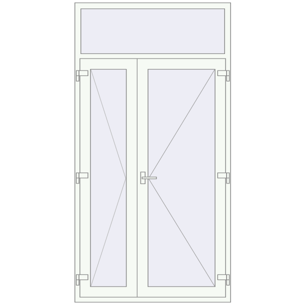 Jednoskrzydłowe i dwuskrzydłowe drzwi szklane 1300x2500 mm OPTIMUM (REHAU Т118/70) opens to the outside
