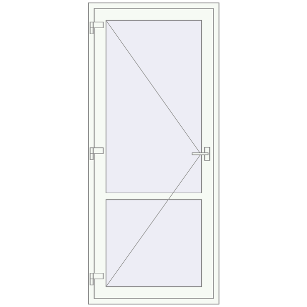 Jednoskrzydłowe i dwuskrzydłowe drzwi szklane 970x2235 mm ENERGY-SAVING (REHAU SYNEGO Z106) opens inside