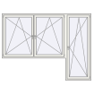 Single leaf with a double leaf window on the left side