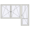 Single leaf with a double leaf window on the left side