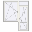 Single leaf with fanlight, impost and a window on the left side