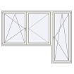 Single leaf with a double leaf window on the left side