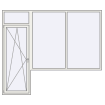 Single leaf with fanlight and a double leaf window on the right side