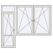 Single leaf with fanlight, impost and a double leaf window on the right side