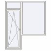 Single leaf with fanlight and a window on the right side