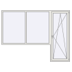 Single leaf with a double leaf window on the left side