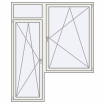 Single leaf with fanlight and a window on the right side