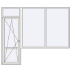 Single leaf with fanlight, impost and a double leaf window on the right side