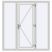 Single leaf with two side panels