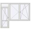 Single leaf with fanlight, impost and a double leaf window on the right side